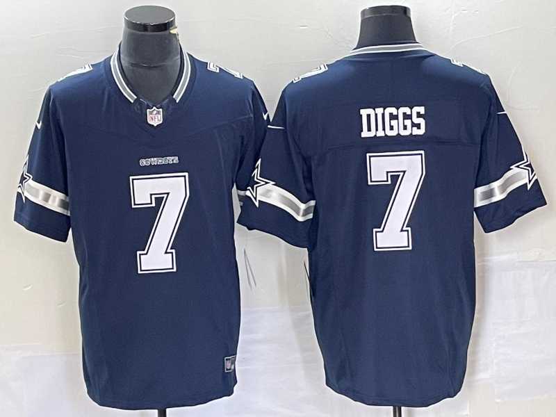 Mens Dallas Cowboys #7 Trevon Diggs Navy Blue 2023 FUSE Vapor Untouchable Stitched Jersey